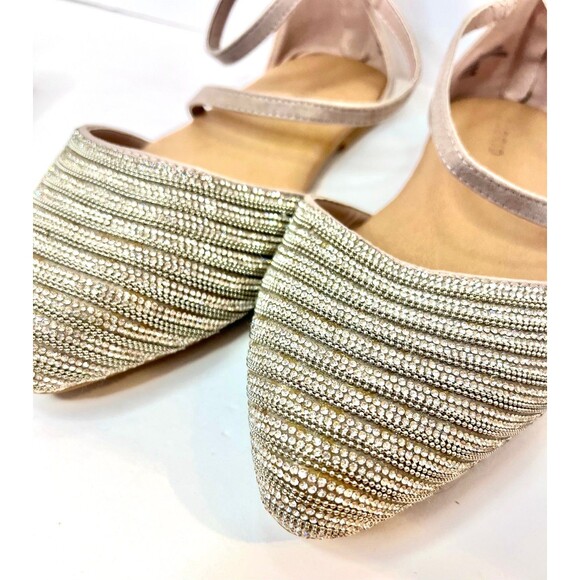 Torrid Rhinestone Nude Flats 9.5 WW (Fit 11) Sparkly Dressy Ankle Strap Shoes - Picture 3 of 10